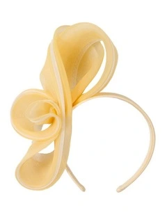 Pale yellow crinoline bow fascinator by Fillies Collection S327PY