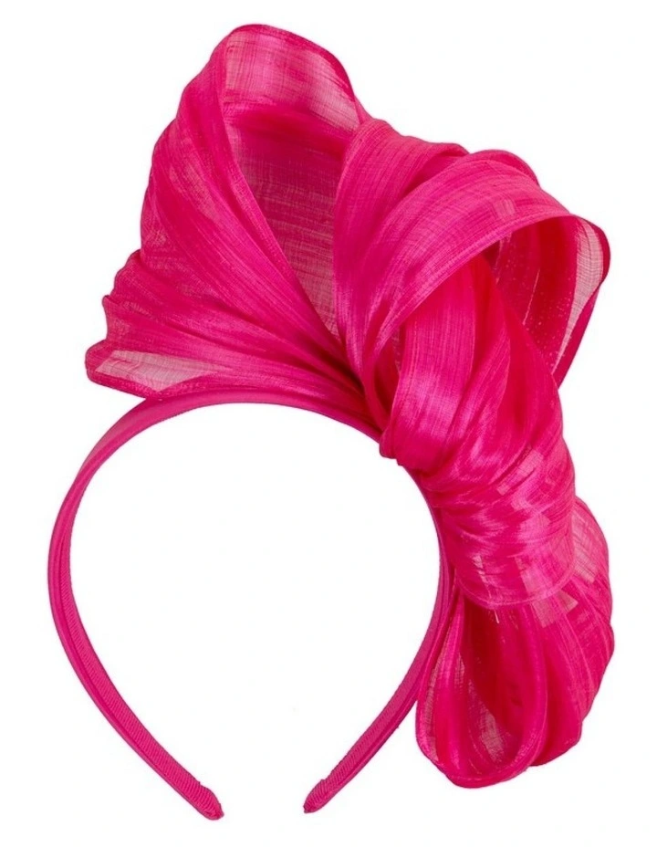 Fillies Collection Hot Pink Silk Abaca Fascinator with Sculptural Bow S347HP image 1