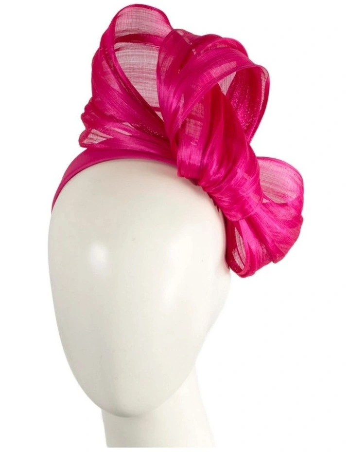Fillies Collection Hot Pink Silk Abaca Fascinator with Sculptural Bow S347HP image 2