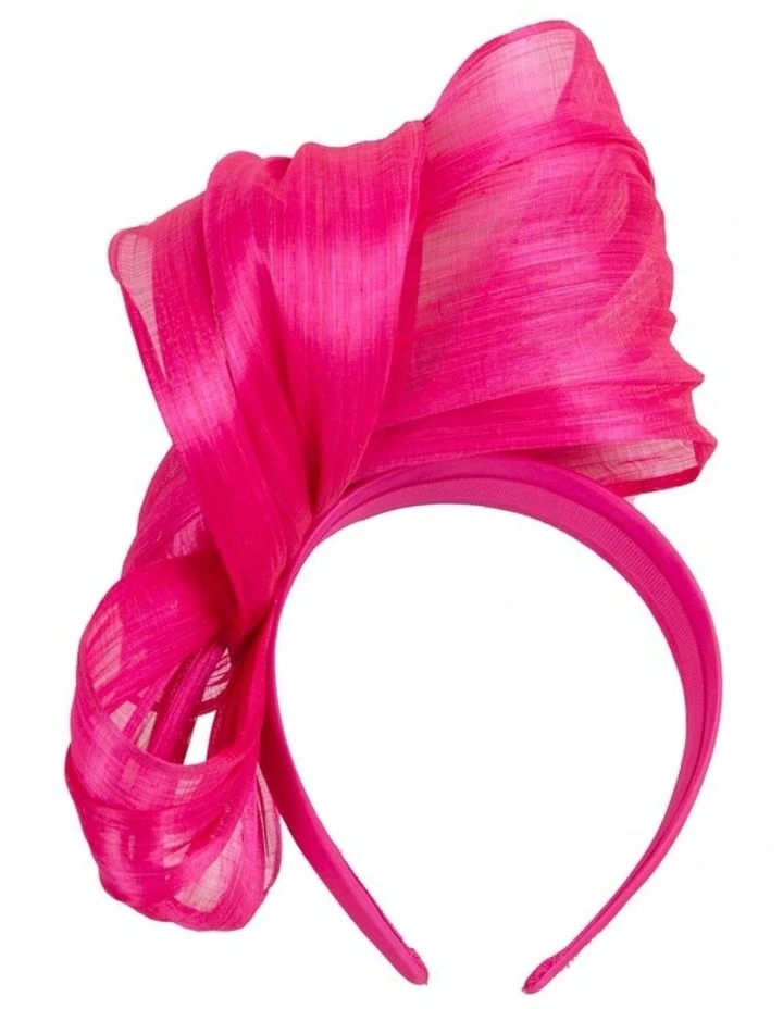 Fillies Collection Hot Pink Silk Abaca Fascinator with Sculptural Bow S347HP image 4