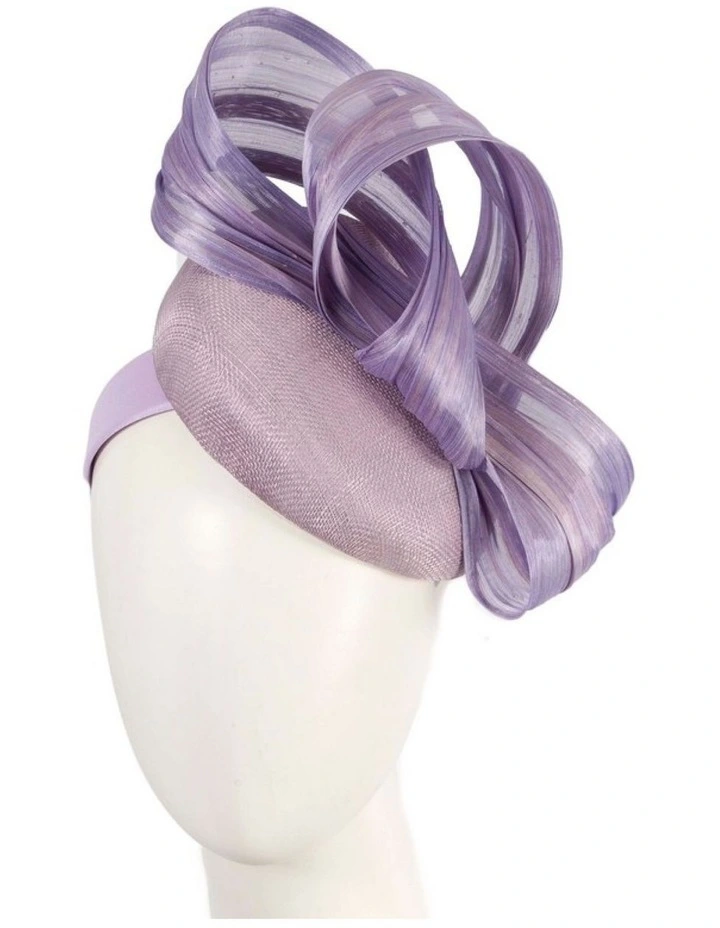 Lilac pillbox fascinator with silk abaca bow by Fillies Collection S307LI image 2