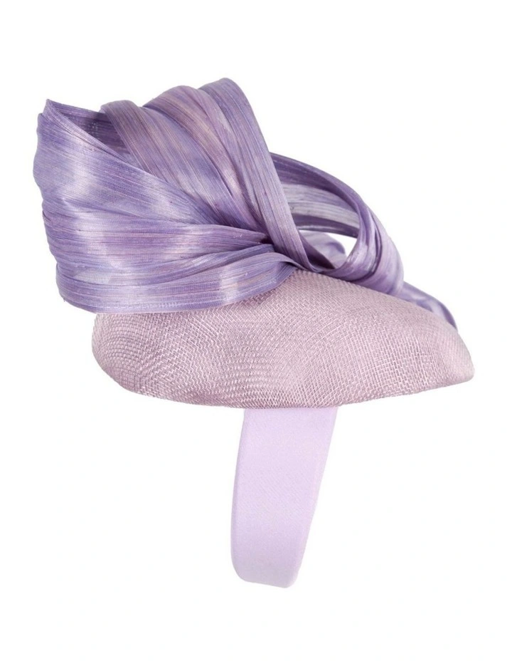 Lilac pillbox fascinator with silk abaca bow by Fillies Collection S307LI image 4