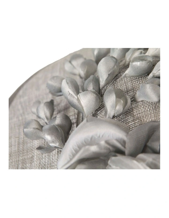 Large silver sinamay fascinator hat with flowers by Max Alexander MA959S image 5