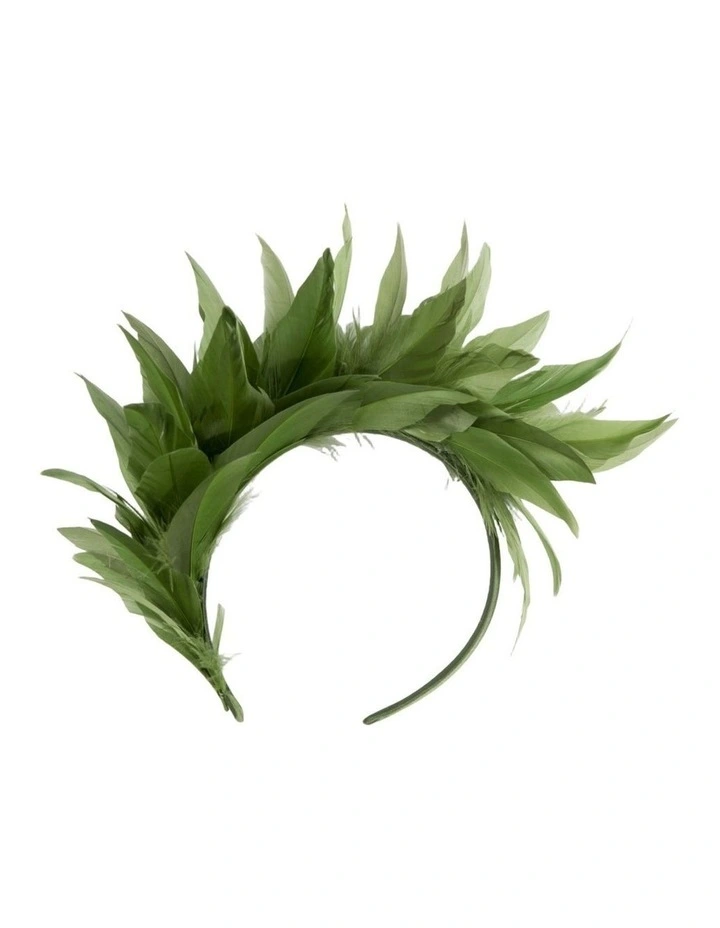 Max Alexander Olive Feather Headband Fascinator - Made in Australia MA893OL image 1