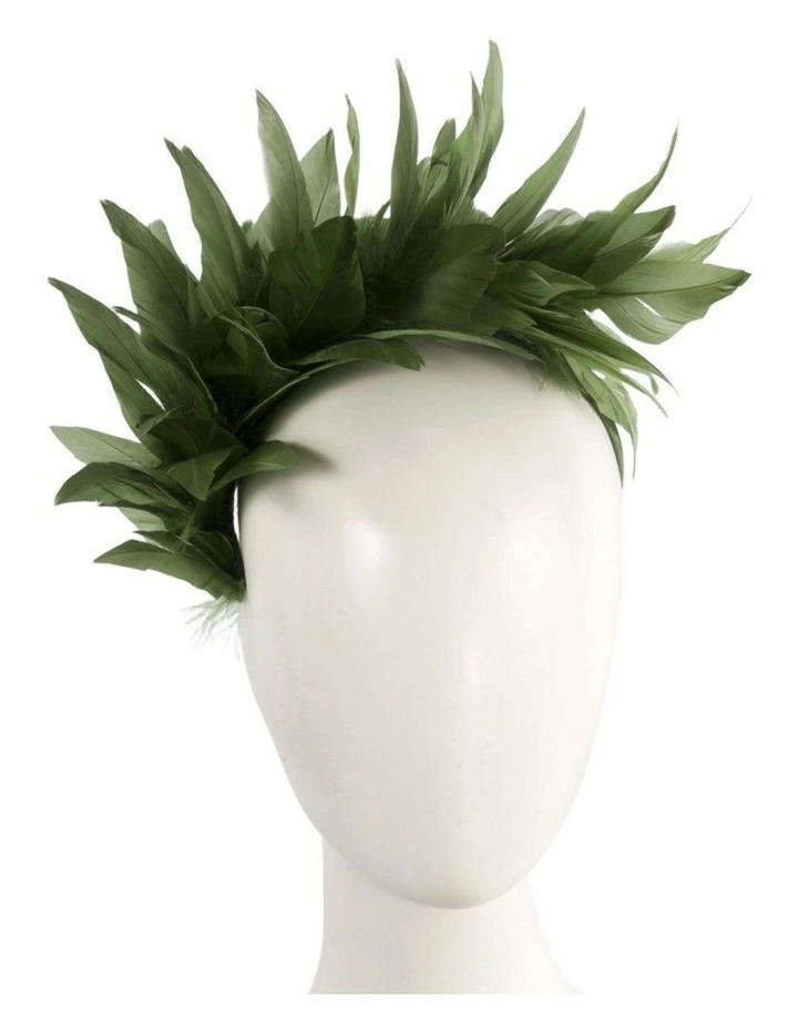 Max Alexander Olive Feather Headband Fascinator - Made in Australia MA893OL image 2
