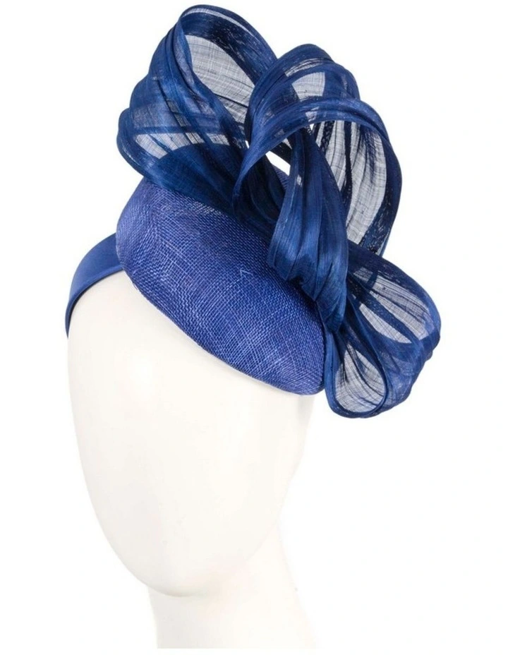 Fillies Collection royal blue pillbox fascinator with silk abaca bow S307RB image 2