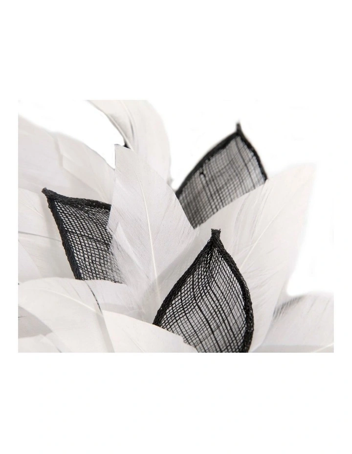 Max Alexander Black & White Feather and Sinamay Flower Fascinator MA937BW image 3