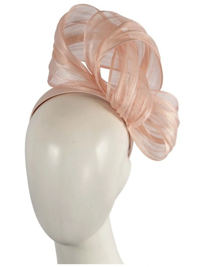 Blush Silk Abaca Fascinator with Sculptural Bow by Fillies Collection S347BLSH image 2
