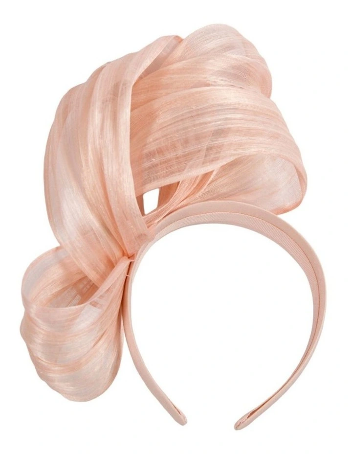 Blush Silk Abaca Fascinator with Sculptural Bow by Fillies Collection S347BLSH image 4