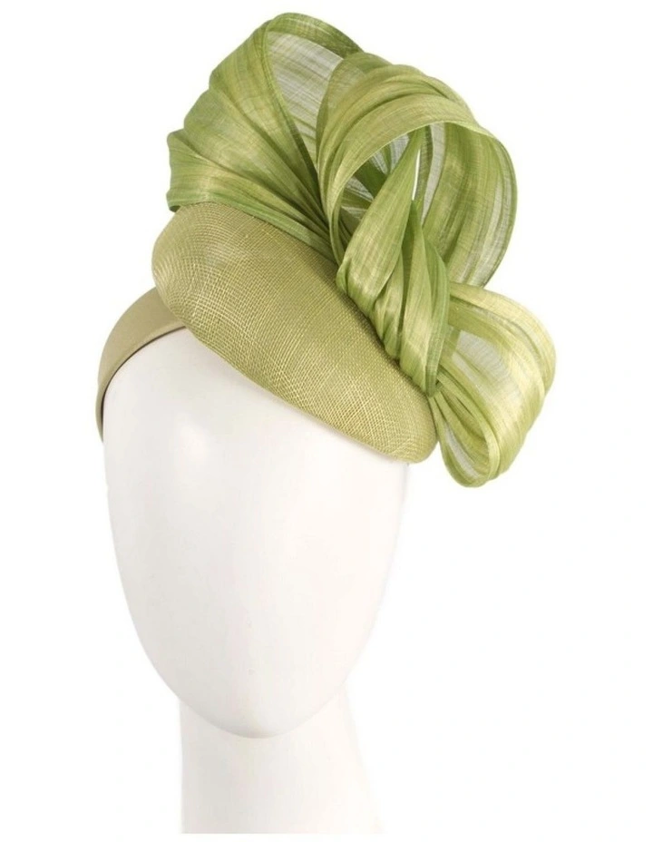 Lime pillbox fascinator with silk abaca bow by Fillies Collection S307LM image 2
