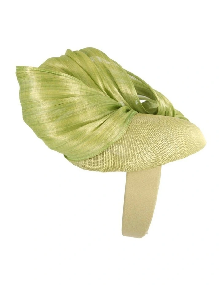 Lime pillbox fascinator with silk abaca bow by Fillies Collection S307LM image 3