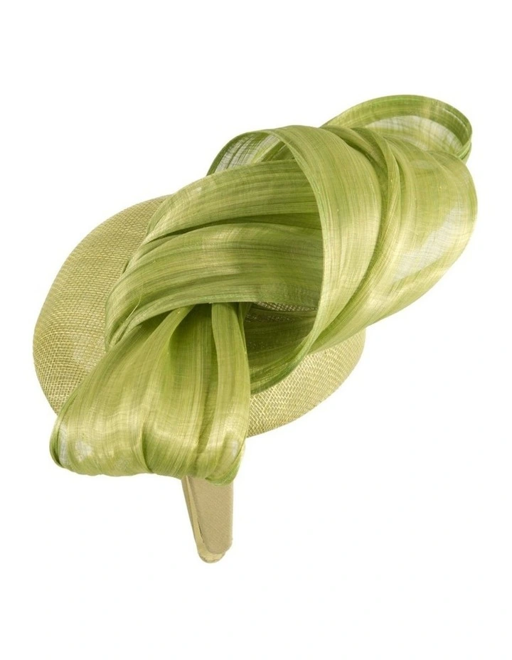 Lime pillbox fascinator with silk abaca bow by Fillies Collection S307LM image 4