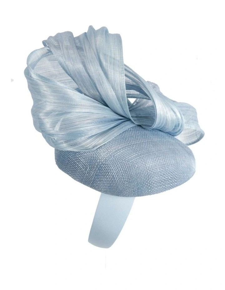 Corn Blue pillbox fascinator with silk abaca bow by Fillies Collection S307CBL image 3