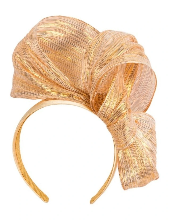 Gold Silk Abaca Sculptural Bow Fascinator by Fillies Collection S347GLD image 1