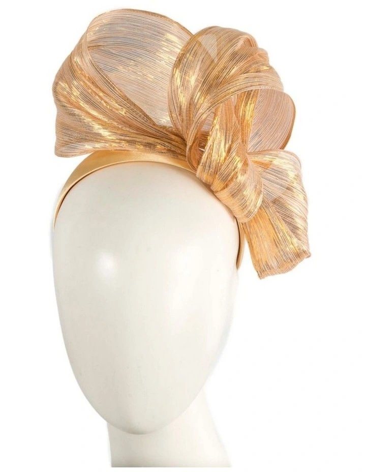 Gold Silk Abaca Sculptural Bow Fascinator by Fillies Collection S347GLD image 2