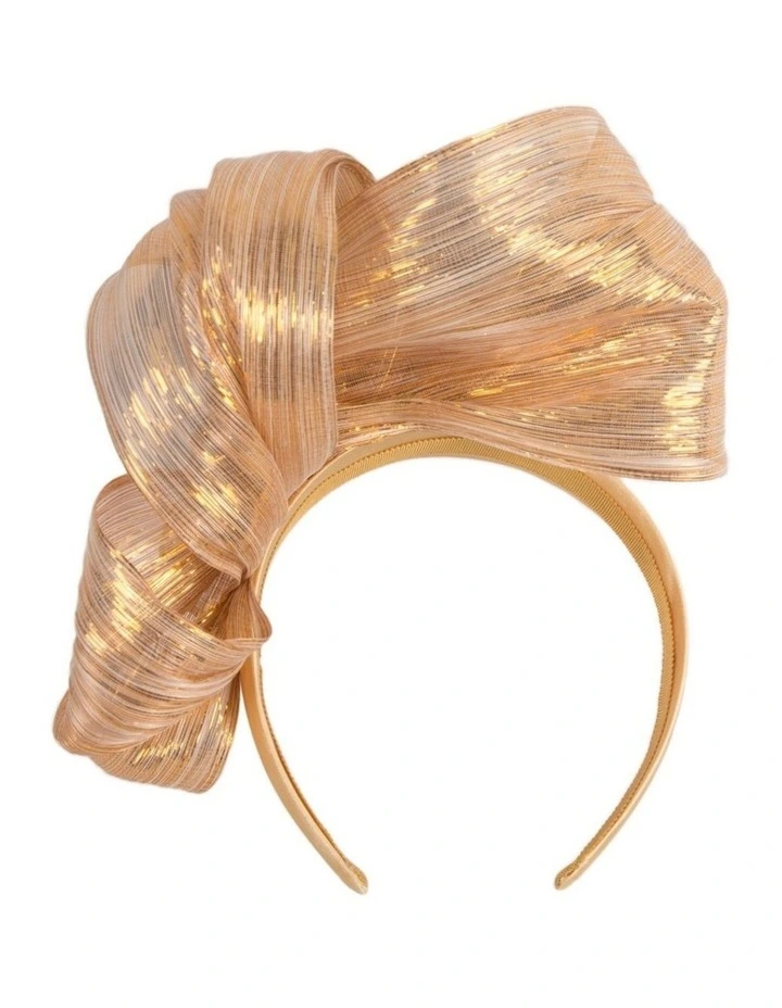 Gold Silk Abaca Sculptural Bow Fascinator by Fillies Collection S347GLD image 4