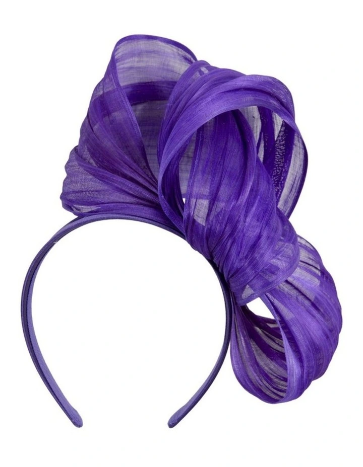 Purple Silk Abaca Sculptural Bow Fascinator by Fillies Collection S347PR image 1