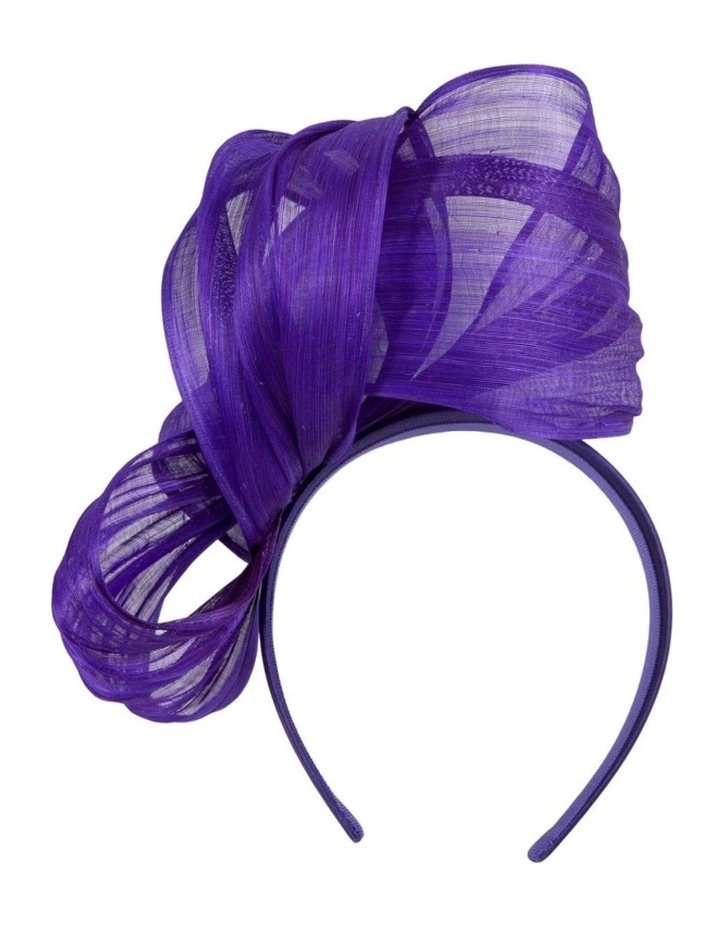 Purple Silk Abaca Sculptural Bow Fascinator by Fillies Collection S347PR image 4