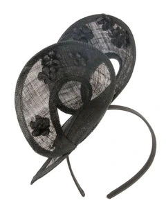 Max Alexander black sinamay fascinator MA964B