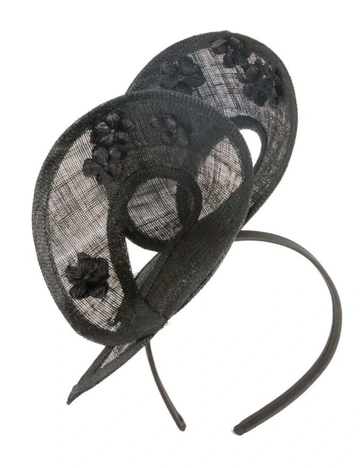 Max Alexander black sinamay fascinator MA964B image 1