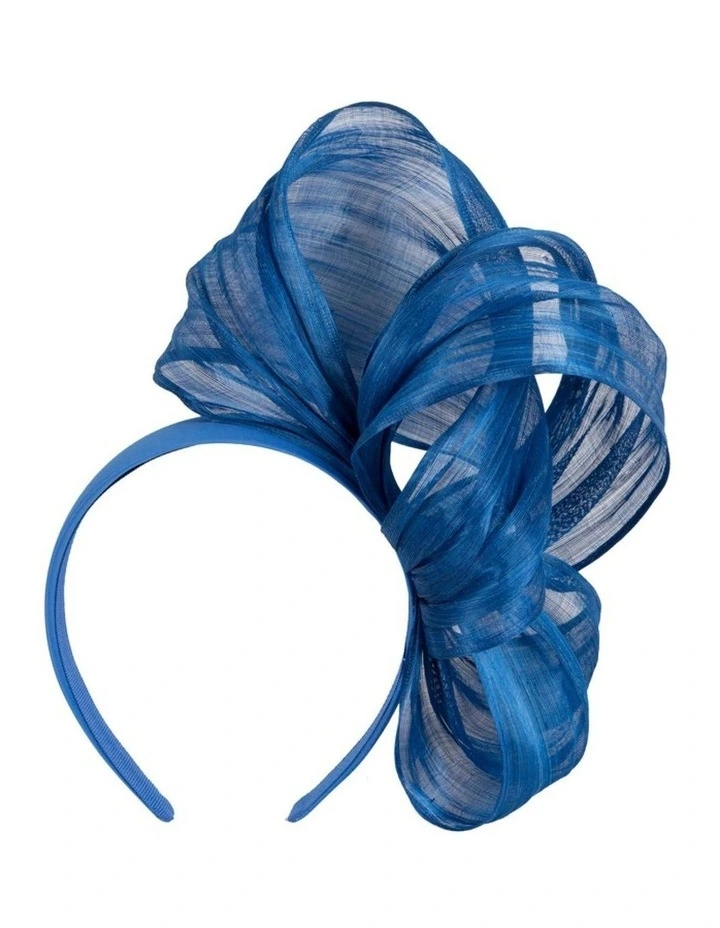 Fillies Collection Royal Blue Silk Abaca Fascinator with Sculptural Bow S347RB image 1