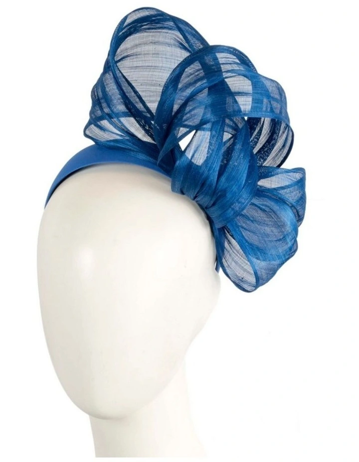 Fillies Collection Royal Blue Silk Abaca Fascinator with Sculptural Bow S347RB image 2