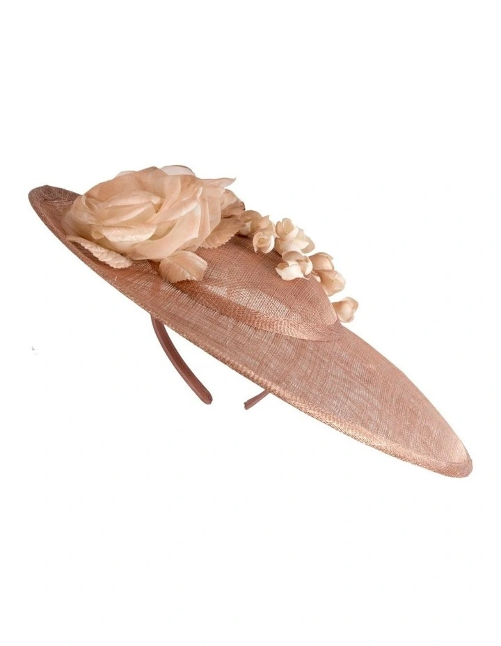 Max Alexander large coffee sinamay fascinator hatinator with flowers MA959CF image 1