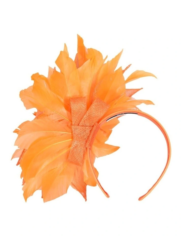 Max Alexander orange feather and sinamay flower fascinator MA937OR image 4