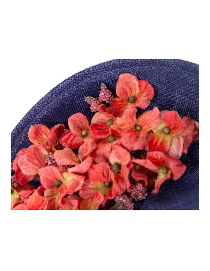 Max Alexander large navy and coral sinamay fascinator MA906RBC image 3