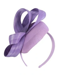 Lilac Pillbox Fascinator with Silk Abaca Bow by Fillies Collection S348LI