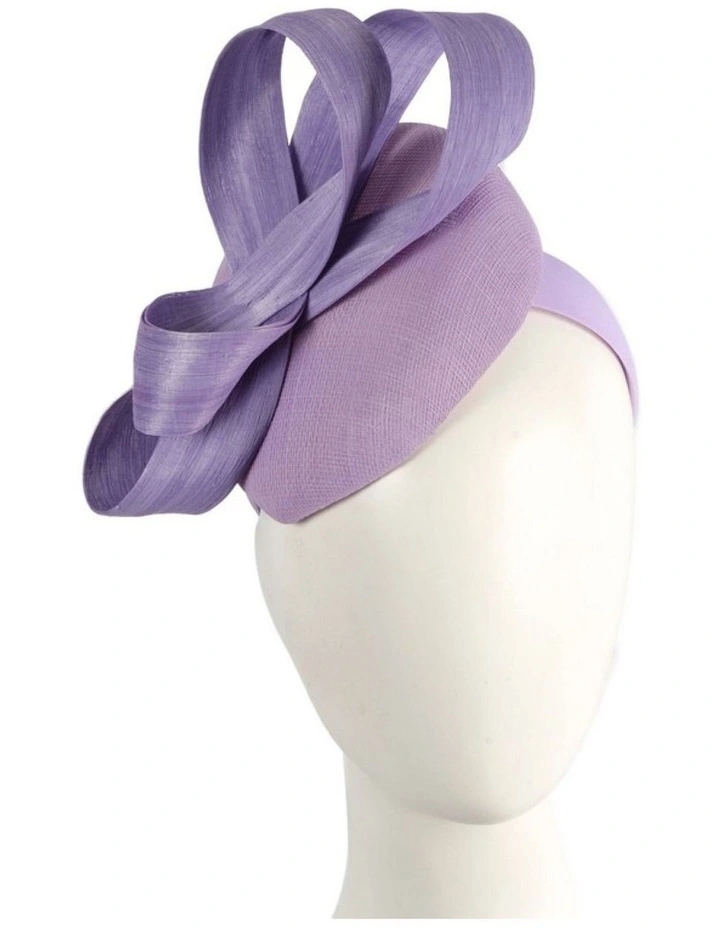 Lilac Pillbox Fascinator with Silk Abaca Bow by Fillies Collection S348LI image 2