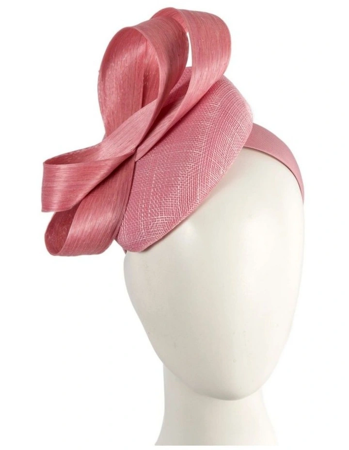 Dusty Pink Pillbox Fascinator with Silk Abaca Bow by Fillies Collection S348DP image 2