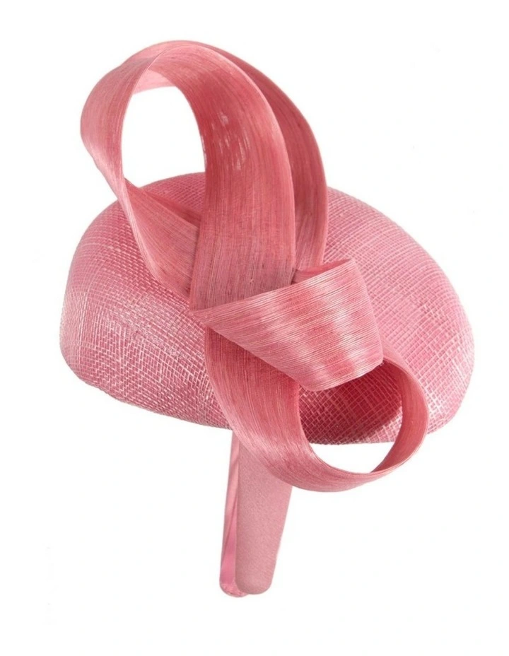 Dusty Pink Pillbox Fascinator with Silk Abaca Bow by Fillies Collection S348DP image 3