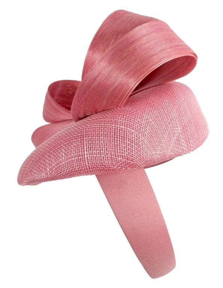 Dusty Pink Pillbox Fascinator with Silk Abaca Bow by Fillies Collection S348DP image 4