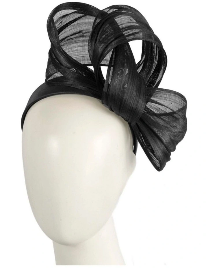 Fillies Collection Black Silk Abaca Sculptural Bow Fascinator S347B image 2