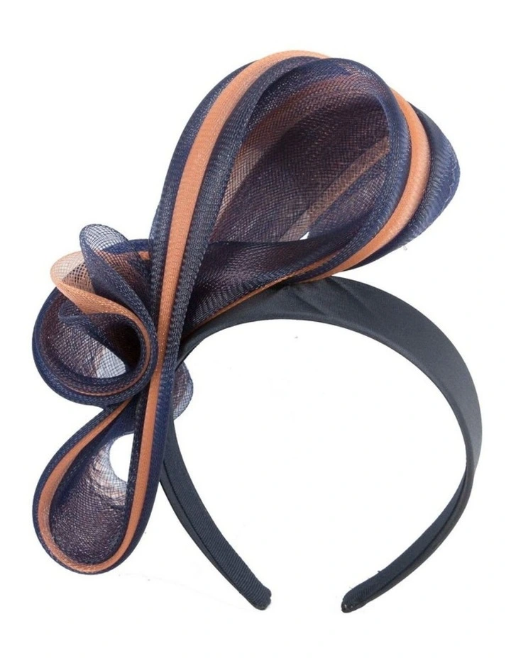 Fillies Collection navy and nude crinoline bow fascinator S327NANU image 1