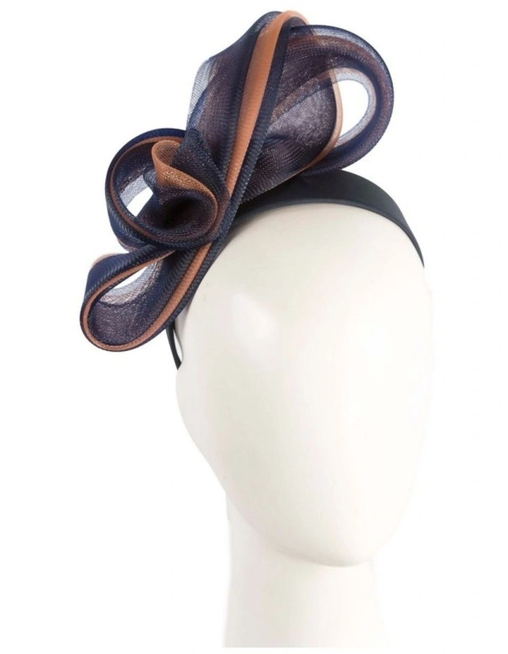Fillies Collection navy and nude crinoline bow fascinator S327NANU image 2