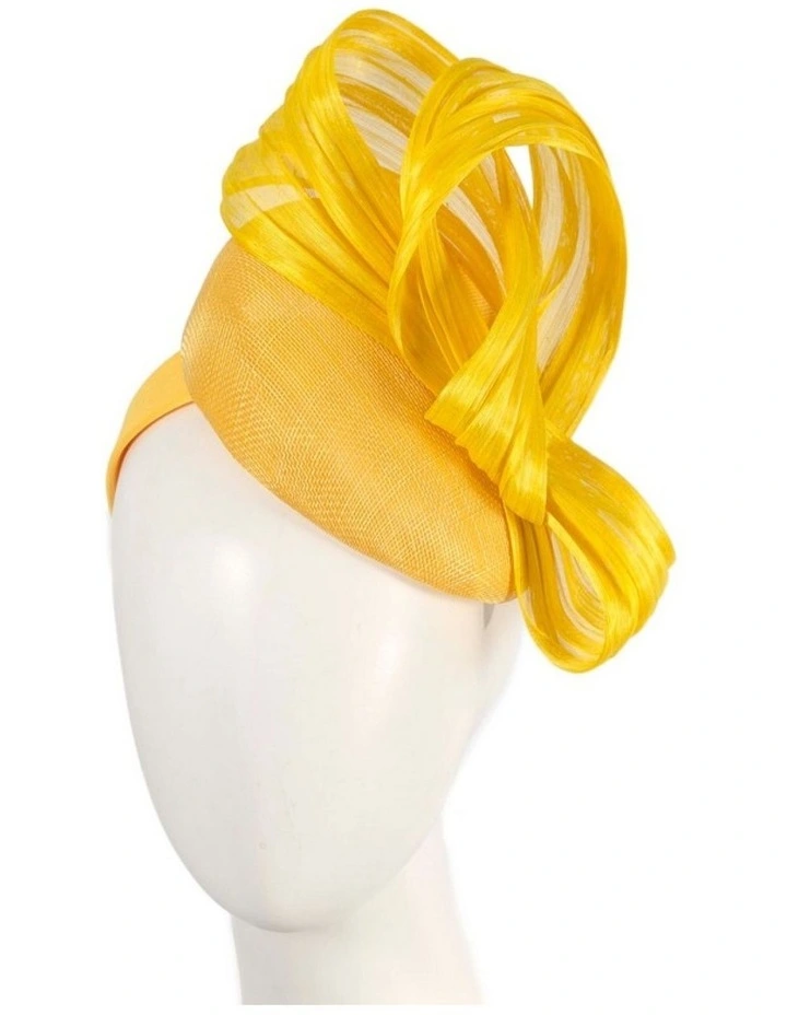 Yellow pillbox fascinator with silk abaca bow by Fillies Collection S307Y image 2