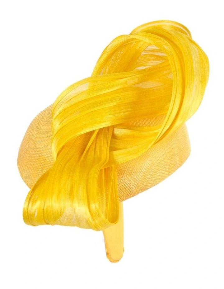 Yellow pillbox fascinator with silk abaca bow by Fillies Collection S307Y image 3