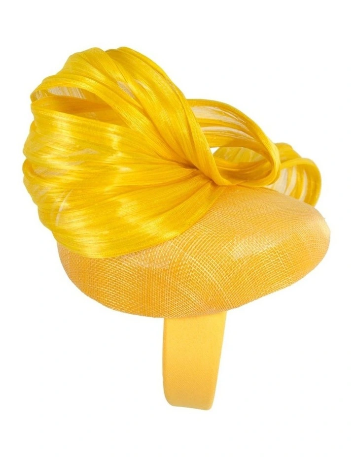 Yellow pillbox fascinator with silk abaca bow by Fillies Collection S307Y image 4