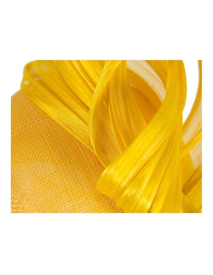 Yellow pillbox fascinator with silk abaca bow by Fillies Collection S307Y image 5