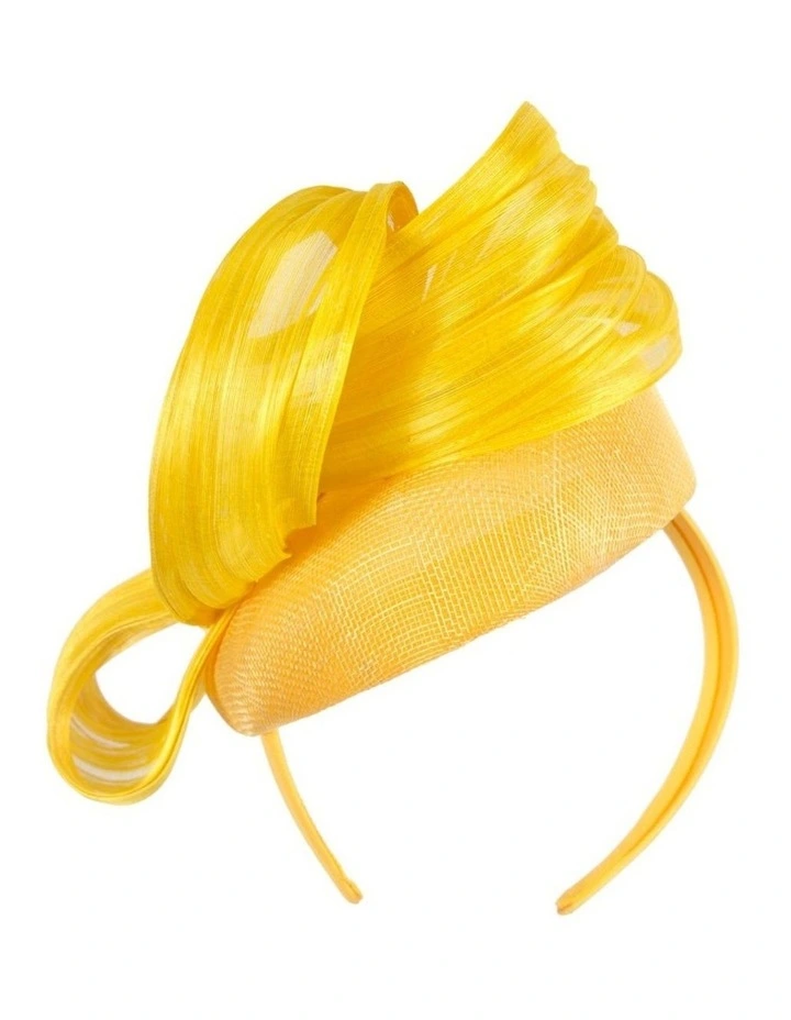 Yellow pillbox fascinator with silk abaca bow by Fillies Collection S307Y image 6