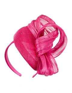 Fillies Collection fuchsia pillbox fascinator with silk abaca bow S307F