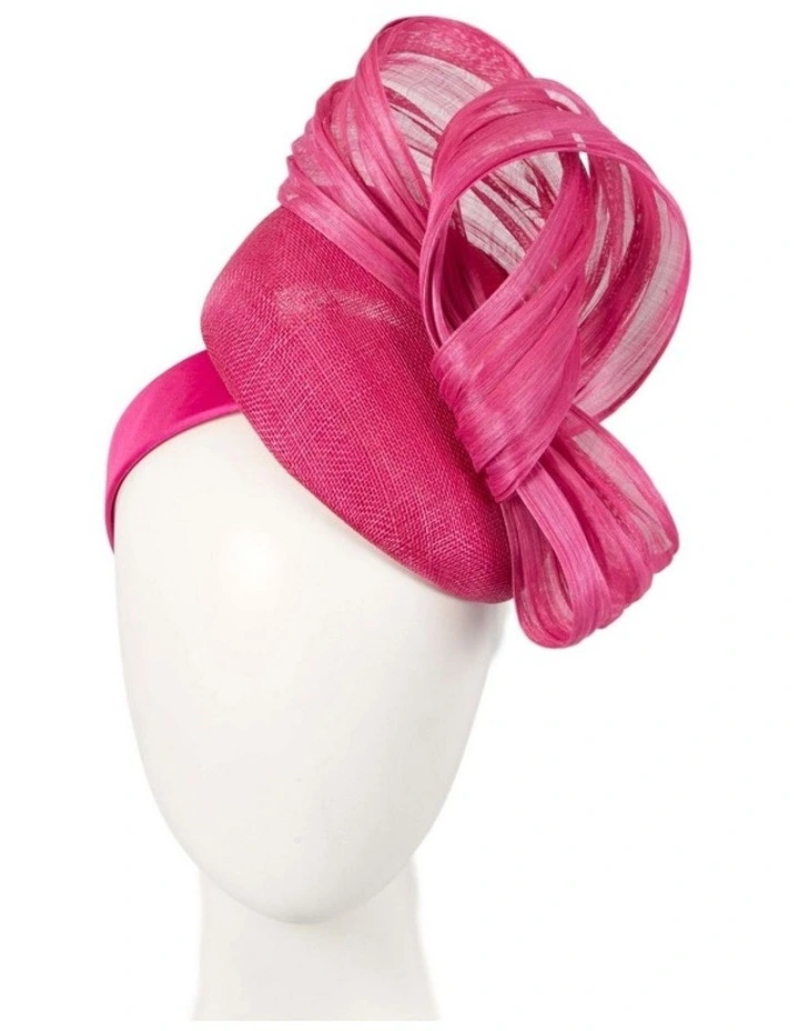 Fillies Collection fuchsia pillbox fascinator with silk abaca bow S307F image 2
