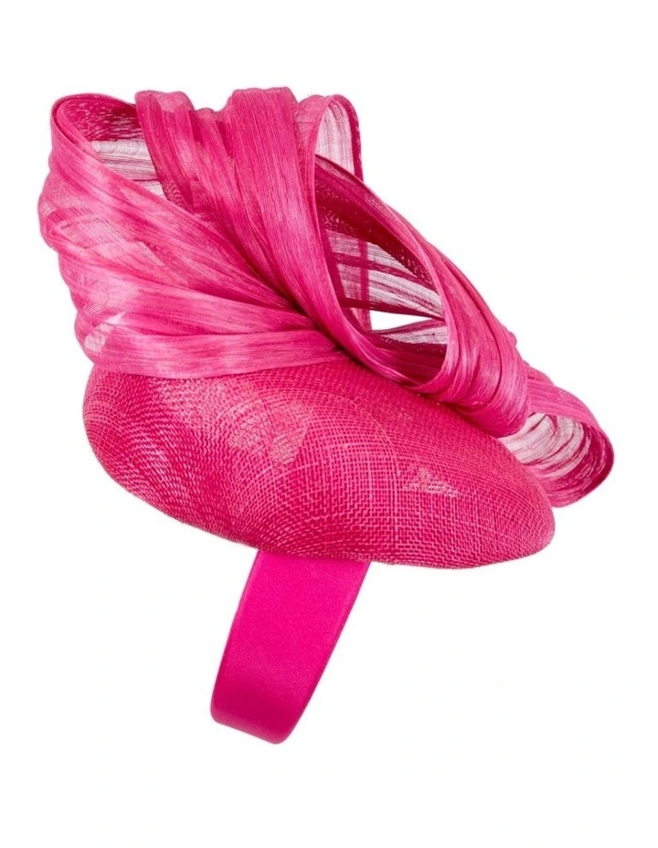 Fillies Collection fuchsia pillbox fascinator with silk abaca bow S307F image 3
