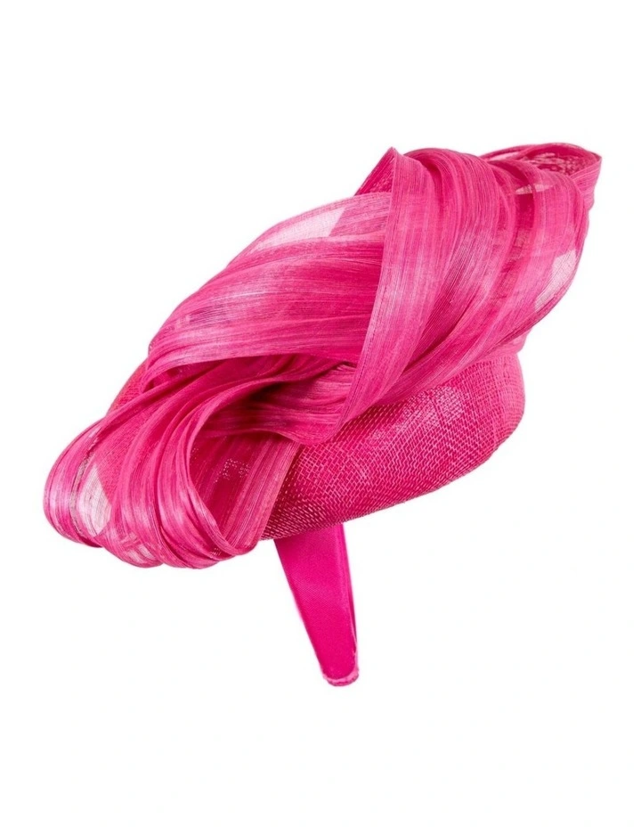 Fillies Collection fuchsia pillbox fascinator with silk abaca bow S307F image 4