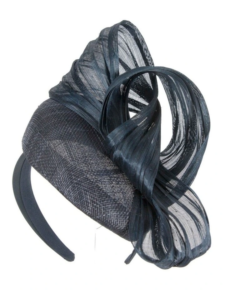 Fillies Collection navy pillbox fascinator with silk abaca bow S307N image 1