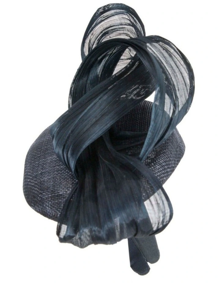 Fillies Collection navy pillbox fascinator with silk abaca bow S307N image 3