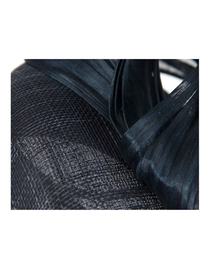 Fillies Collection navy pillbox fascinator with silk abaca bow S307N image 5
