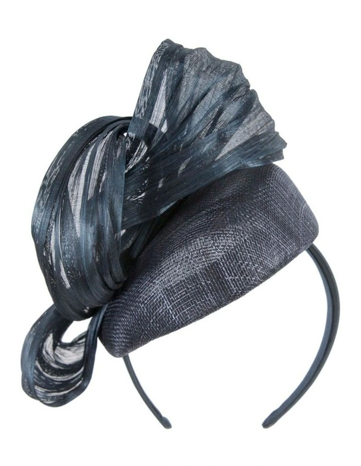 Fillies Collection navy pillbox fascinator with silk abaca bow S307N image 6